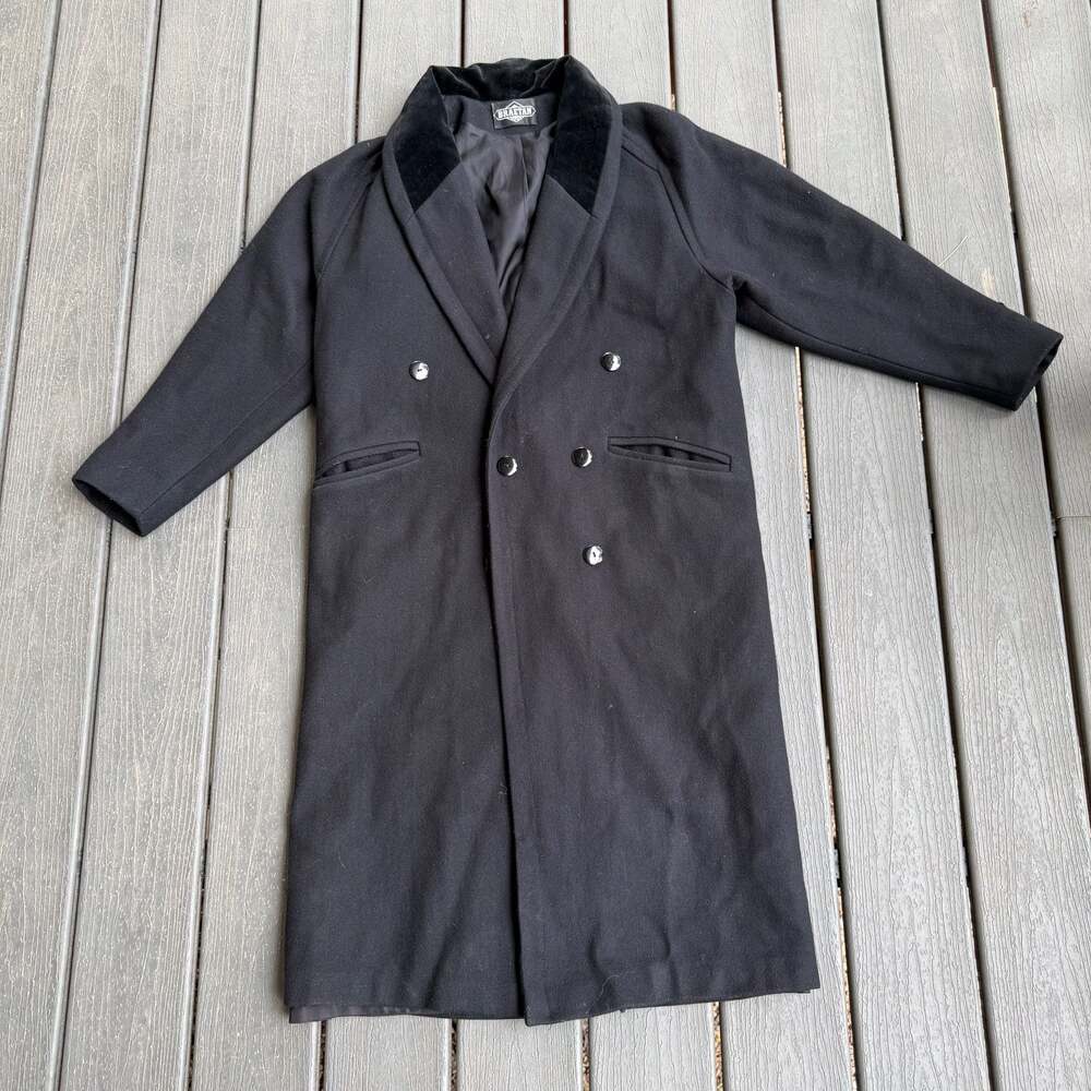 Braetan Vintage Double Breasted Wool Blend Overcoat with Velvet Collar Size 7